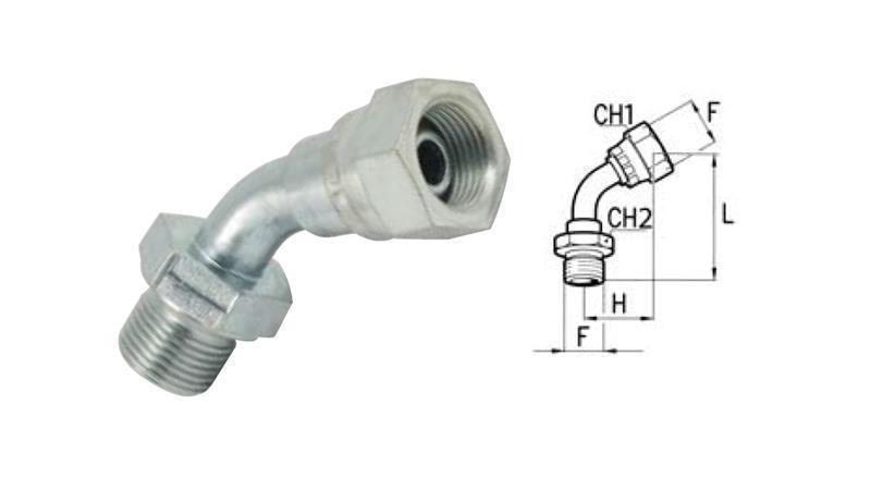 GOMITO IDRAULICO 45° BSP MASCHIO-FEMMINA 3/8