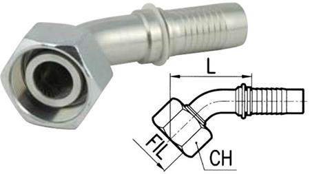 HYDRAULISK FORBINDELSE DKOL 15 L MED HUN BEND 45 DN12-M22X1,5