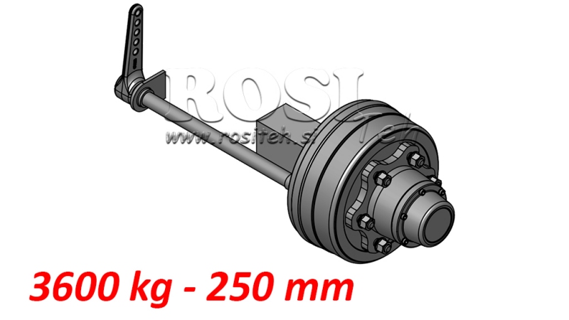 HALV-AKS MED BREMSE 3.600 KG L.250 MM
