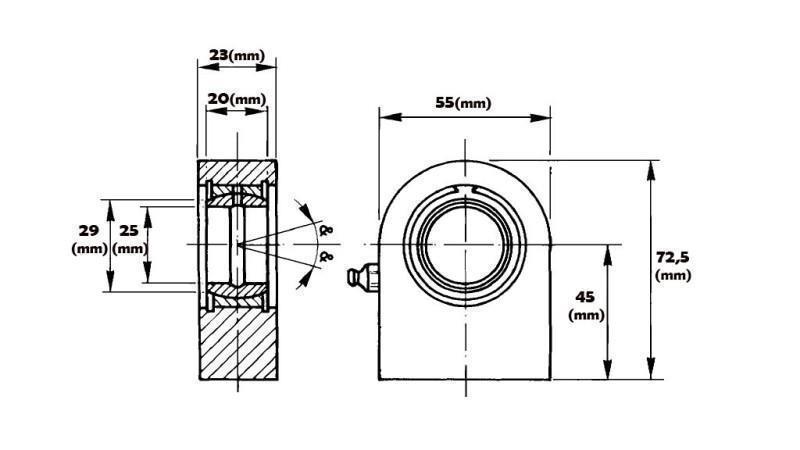welding bearing flat with lubrication fi 25/55