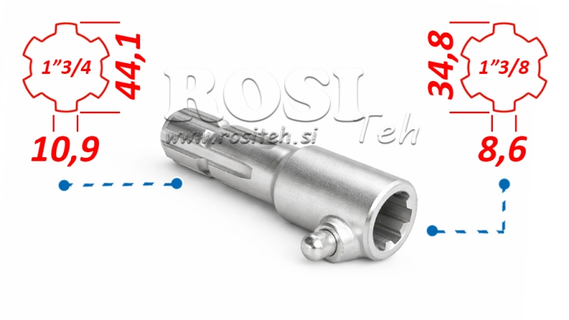 ADAPTADOR P.T.O. COM PINO de 1”3/8 a 1”3/4