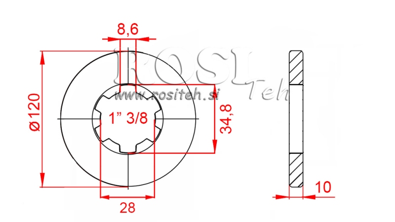 KARDÁN ADAPTER KARIMÁVAL ÉS CSAPPAL 1-3/8 (80 mm)
