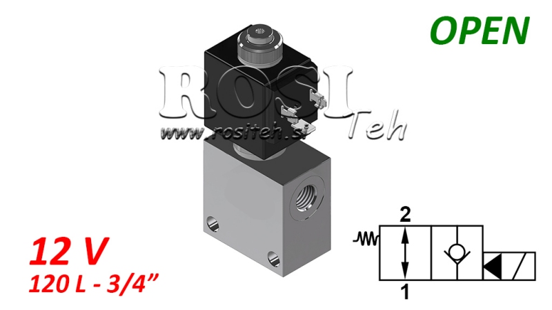 VANĂ 2-DRUMURI 3/4 (NO) 12V - 120LIT