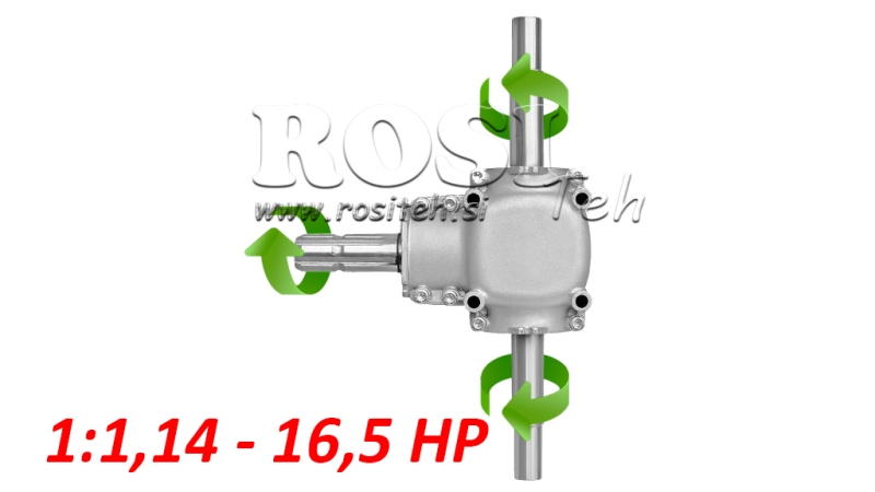 KOTNI REDUKTOR DVOJNA OSOVINA 1:1,14 (16,5HP-12kW)