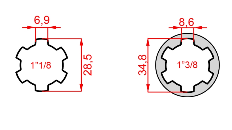 KARDANSKI NASTAVEK iz 1-1/8 na 1-3/8 (140 mm)