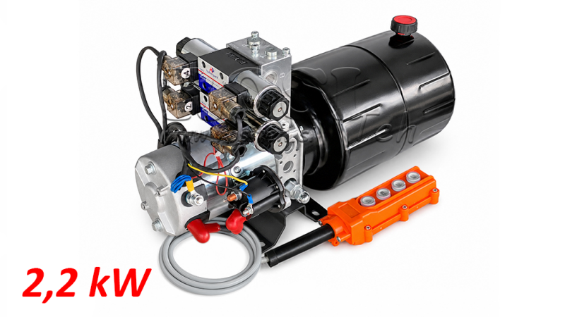MINI HYDRAULISK POWER-PACK 24V DC - 2.2kW = 2.1cc - 8 lit - 2x dobbeltvirkende enhet (metall)