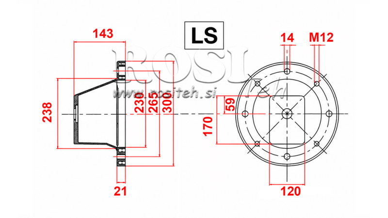 HYDRAULIC FLANGE LS300 (EM5,5-9KW/GR.2)