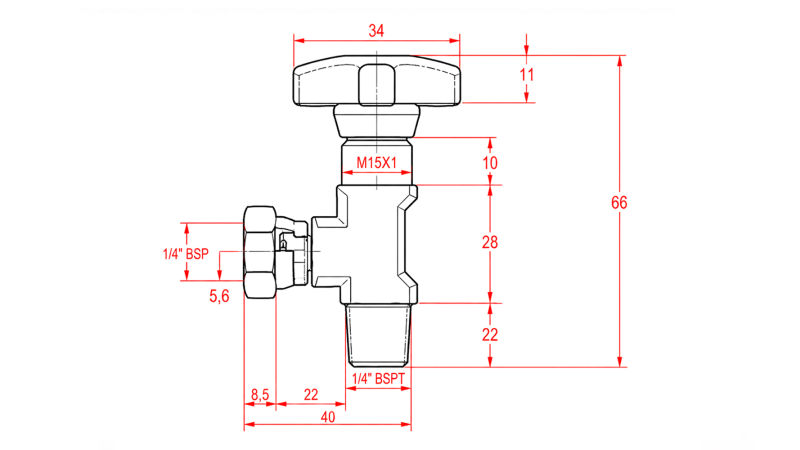 HYDRAULIC VALVE FOR MANOMETER 90°