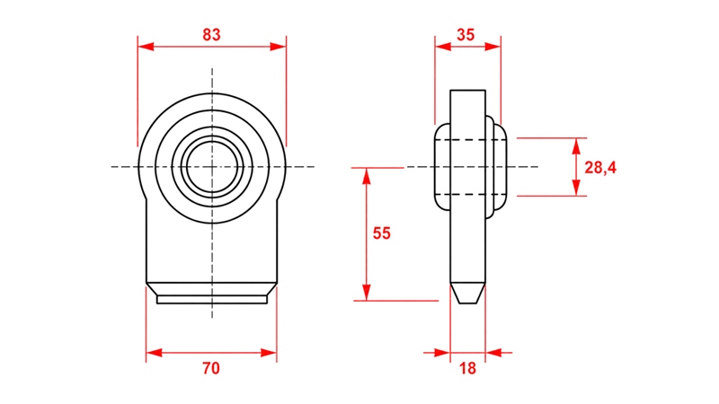 WELDING EYE BEARING - PLATE JOINT CAT.2 Φ28.4/70