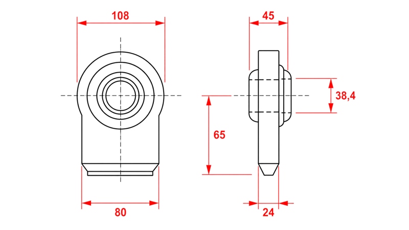 WELDING EYE BEARING - PLATE JOINT CAT.3 Φ38.4/80