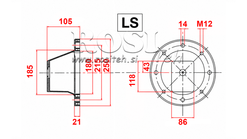 HYDRAULIC FLANGE LS250 (EM2,2-4KW/GR.1)
