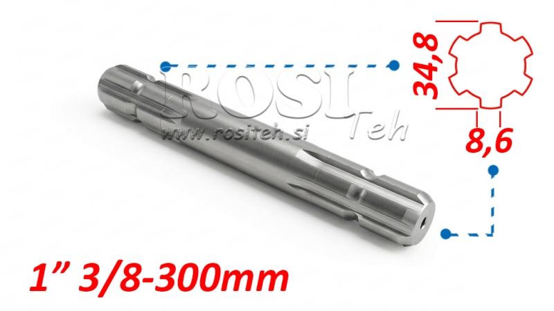 ZAPFWELLEN ANSATZ 13/8 BEIDESEITIG L=300