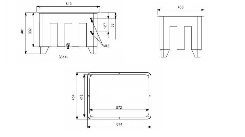 RESERVOIR FOR HYDRAULIC AGGREGATE TYPE MPN 70 LIT - dimensions