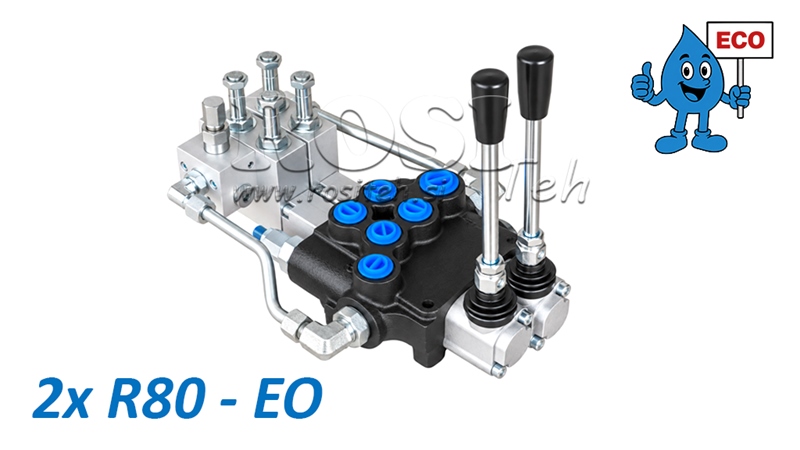 HYDRAULIC ELECTRO-MANUAL VALVE (WITHOUT COILS) – 2-SECTION DIRECTIONAL CONTROL VALVE 2xR80-EO ECO