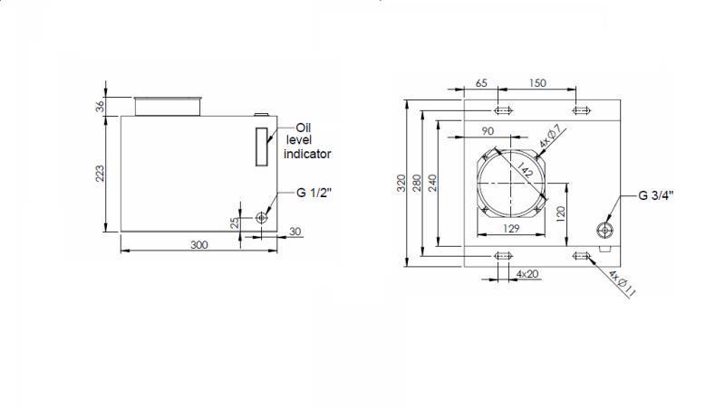 METALL RESERVOAR BOKS PP 15 LITER HORIZONTAL-VERTIKAL-dimensions