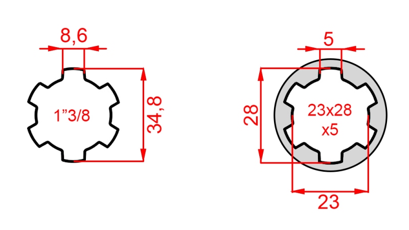ADAPTADOR P.T.O. 1''3/8 -23 uni 221