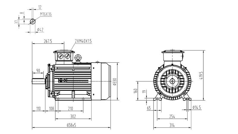 11KW-ELEKTRISK MOTOR Y3 160M1-2_2930RPM 3FASER FØTTER-B3