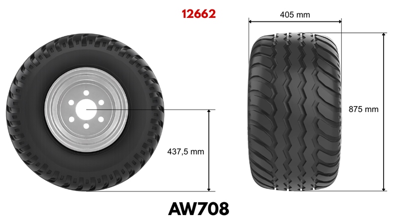 400/60-15.5 TIRE AW708 16PL WITH RIM 13.00X15.5