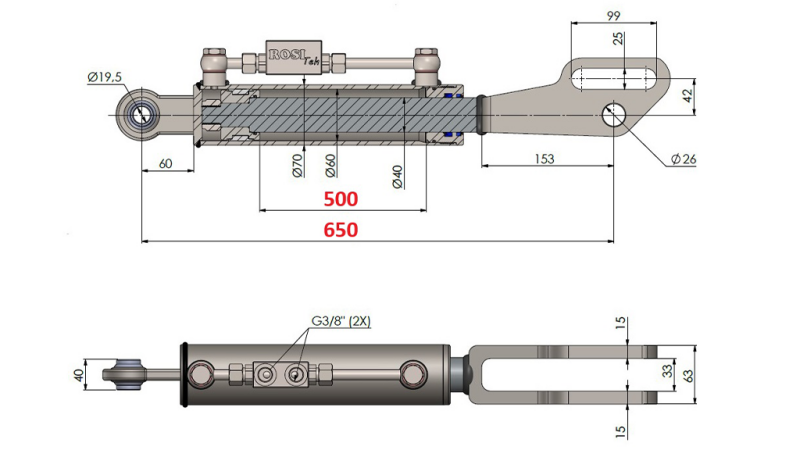 2TON. HYDRAULIC SIDE LINK POINT 60/40-150 (500MM-650MM)