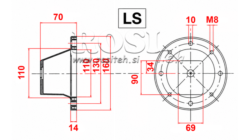 HYDRAULIC FLANGE LS161 (EM0,25-0,37KW/GR.1)