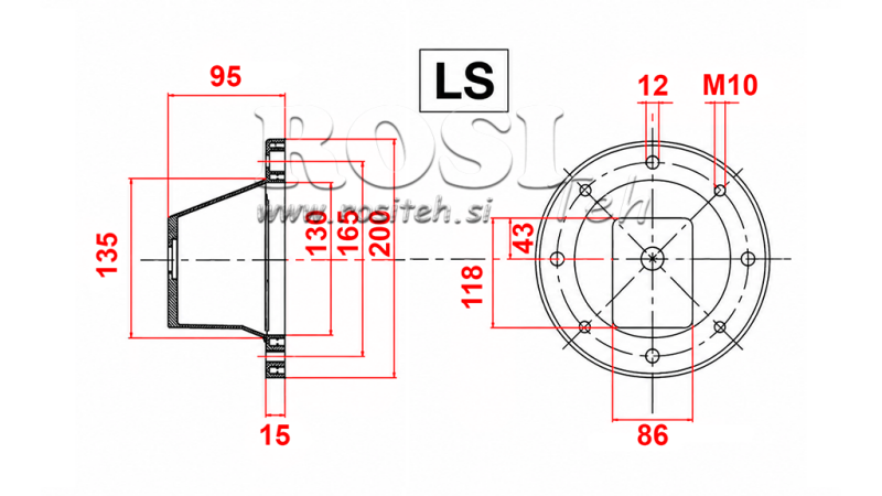 HYDRAULIC FLANGE LS203 (EM0,55-1,5KW/GR.2)