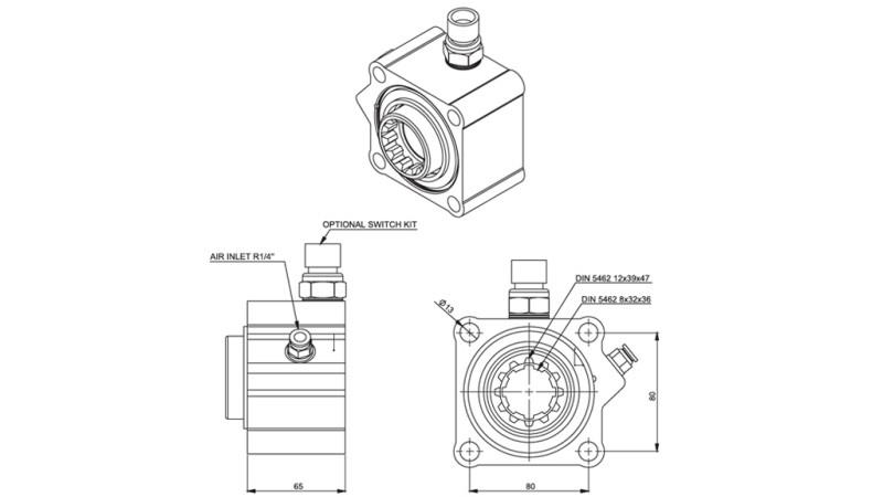 Dimensjoner HYDRAULISK PUMPE DRIFT - ZF ALUMINIUM MED BRYTER