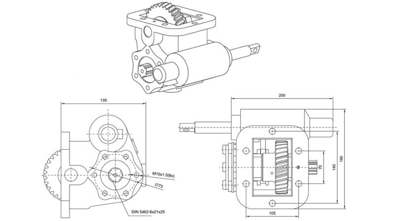 Dimensjoner HYDRAULISK PUMPE DRIFT - ZF- MB 800 SIDE