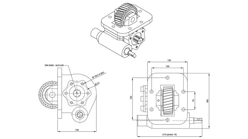 Dimensions OF HYDRAULIC PUMP - ISUZU MOY CR VACUUM