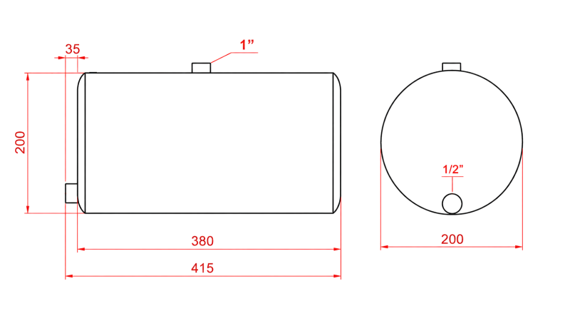OIL TANK MADE OF SHEET METAL 11LIT Φ200-380MM