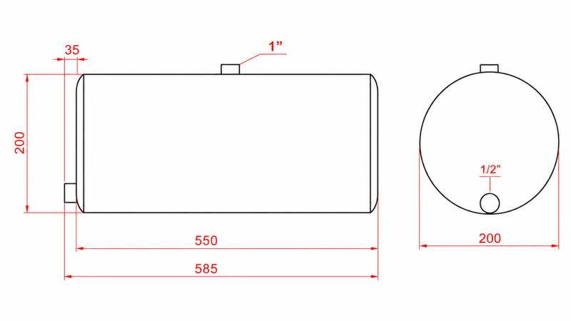 OIL TANK FROM SHEET METAL 16LIT Φ200-550MM
