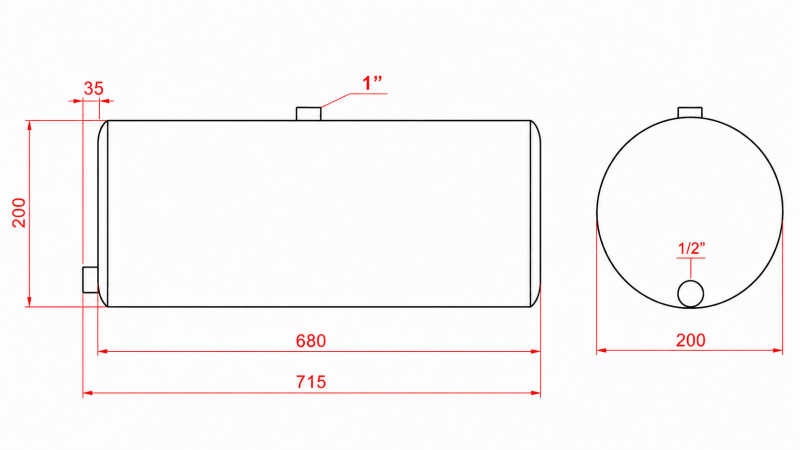 OIL TANK FROM SHEET METAL 20LIT Φ200-680MM