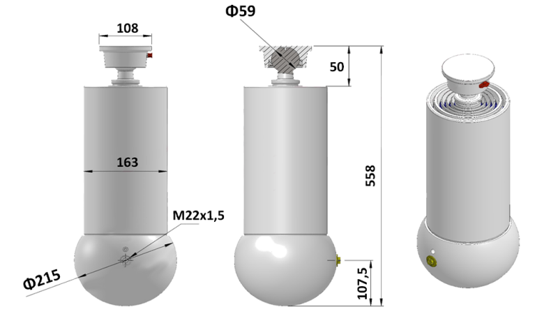 TELESCOPIC CYLINDER - MEILLER KIPPER 5 EXTENSIONS 163MM - 15 TON STROKE 1650MM