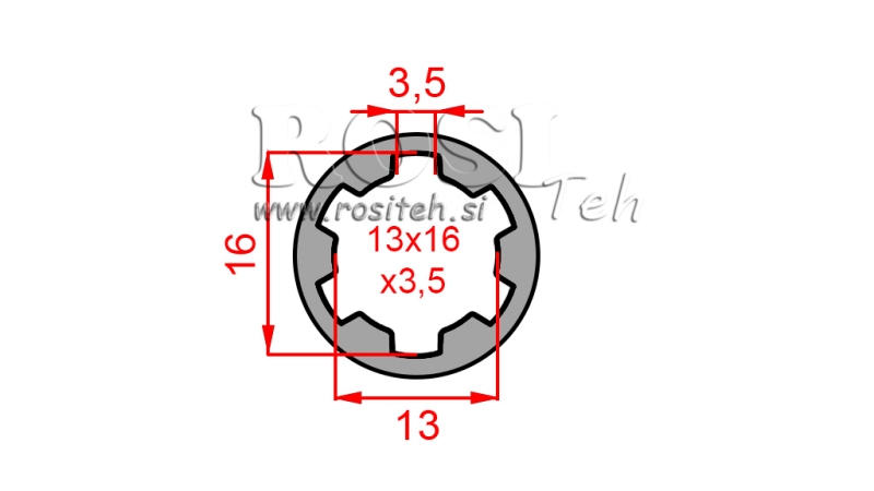 PTO ADAPTER BUSH 13x16x3,5 (6 SPLINES) (40 mm)