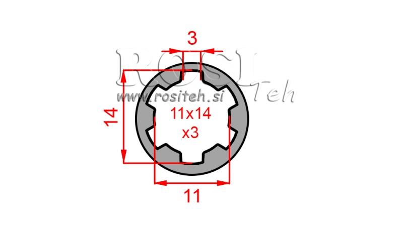 PTO ADAPTER BUSH 11x14x3 (6 SPLINES) (40 mm)
