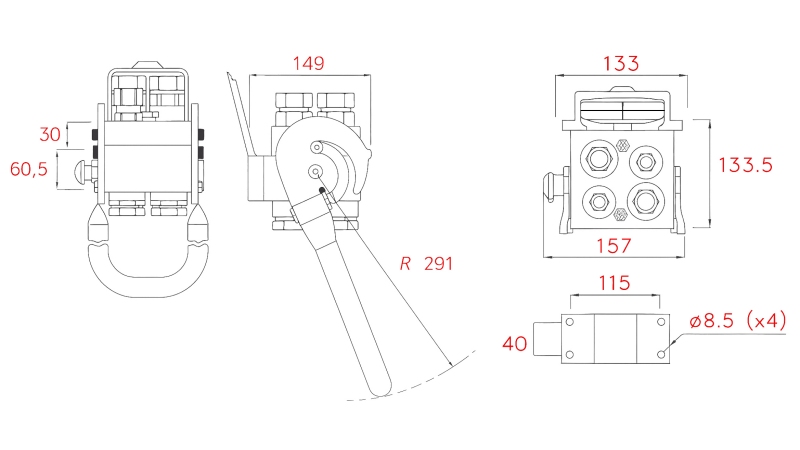 MULTI-FASTER COUPLING 4WAY BSP 2×1/2 2×3/4 FIXED PART