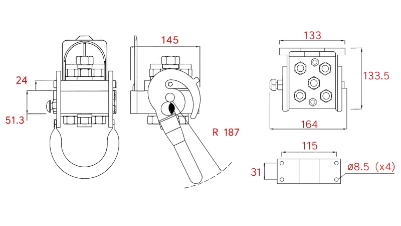 MULTI-FASTER COUPLING FENDT 5WAY BSP 4×3/8 1×1/2 FIXED PART