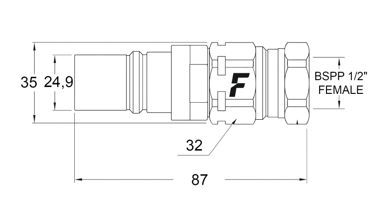 MALE QUICK COUPLING FOR MULTI-FASTER 1/2 MOBILE PART
