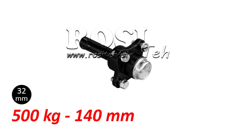 HALF AXLE WITHOUT BRAKES - 500 kg (4 SCREWS) - 140 mm