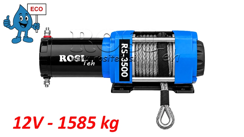 12 V ELEKTRISK VINSJ RS-3500 - 1585 kg - SYNTETISK TAU - ECO