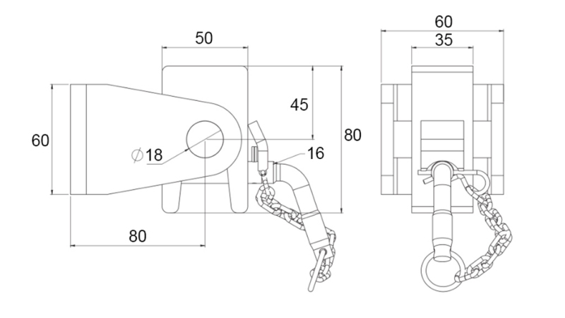 TIPPER CAISSON BRACKET 50x60 - FORK TYPE - ECO