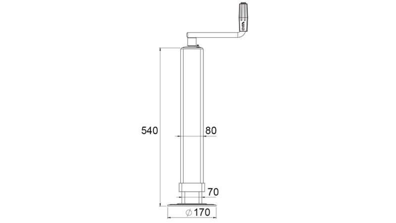 PATA DE APOYO ROSCADA (ALTURA 540 mm - CARRERA 380 mm) - 1.200 kg