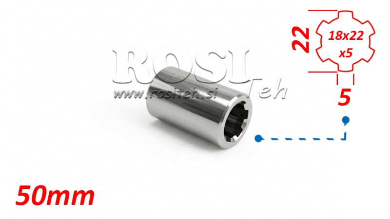 PTO ADAPTER BUSH 18x22x5 (6 SPLINES) (50 mm)