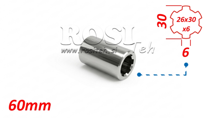 PTO ADAPTER BUSH 26x30x6 (6 SPLINES) (60 mm)