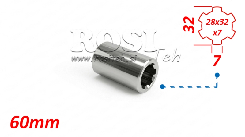 PTO ADAPTER BUSH 28x32x7 (6 SPLINES) (60 mm)