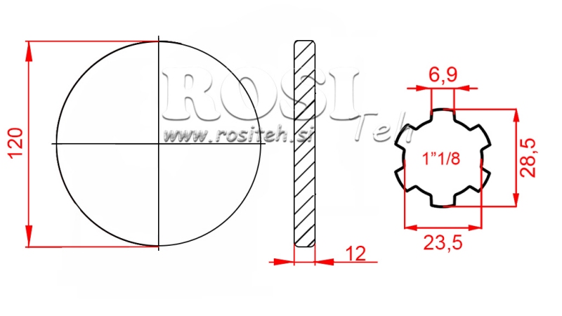 PTO ADAPTER WITH FLANGE 1-1/8 (120 mm)