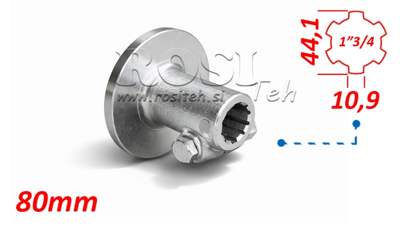 PTO ADAPTER WITH FLANGE AND PIN 1-3/4 (80 mm)