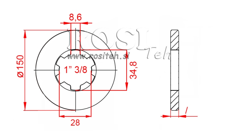PTO ADAPTER WITH FLANGE AND PIN 1-3/4 (80 mm)