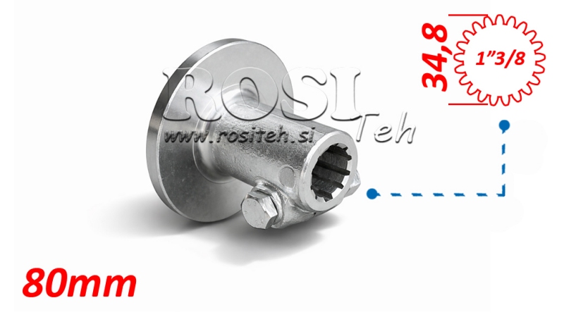 PTO ADAPTER WITH FLANGE AND PIN 1-3/8 (80 mm) (21 SPLINES)
