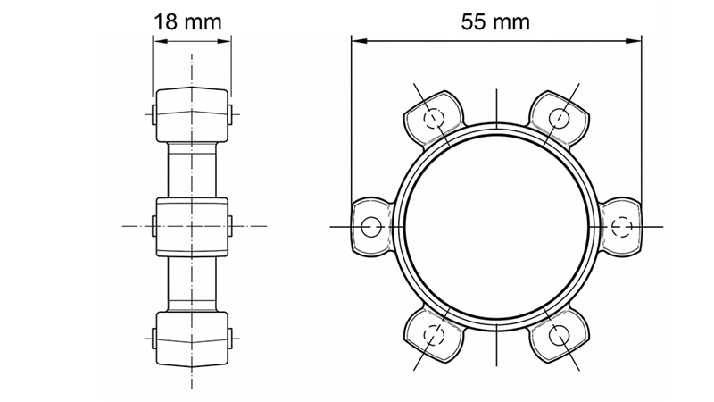 SPIDER COUPLING FOR RUBBER INSERT ND11-ND13-ND15 (55mm)