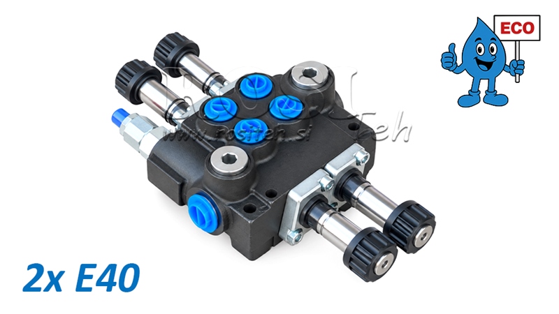 HYDRAULIC SOLENOID VALVE (WITHOUT COILS) – 2-SECTION DIRECTIONAL CONTROL VALVE 2xE40 ECO